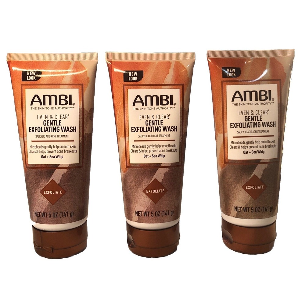 3-Pk AMBI Skin Care Even & Clear Gentle Exfoliating Wash Salicylic Acid 5oz NEW